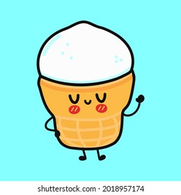 Cute funny Ice cream character. Vector hand drawn cartoon kawaii character illustration icon. Isolated on yellow background. Ice cream character concept