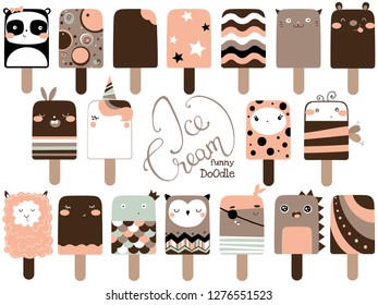 Cute funny ice cream set