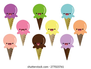 Cute and Funny Ice Cream vector