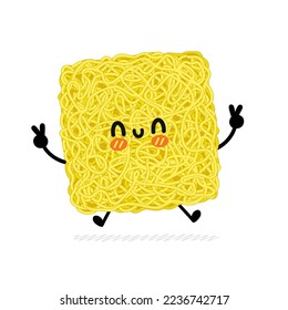 Cute funny instant noodle character. Vector hand drawn cartoon kawaii character illustration icon. Isolated on white background. Cute asian instant noodle,ramen cartoon mascot concept