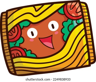 Cute and funny instant noodle packaging cartoon character