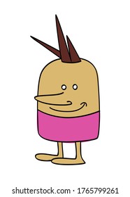 Un chico de estilo punk de carácter divertido parado y sonriente. Ilustración vectorial de estilo de dibujos animados.