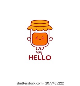Cute funny jam character. Vector hand drawn cartoon mascot character illustration icon. Isolated on white background.