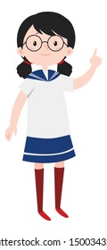 Cute and funny japan student with her uniform