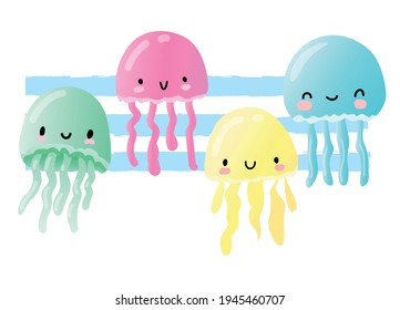 Cute funny jellyfish design print childish vector illustration
