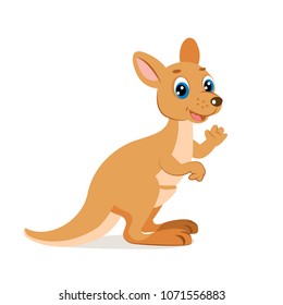 Cute Funny Kangaroo Vector Illustration. Cartoon Australian Animals Vector.Cute Wallaroo.
