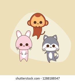 Cute and Funny Kawaii Animal Character Illustration Design