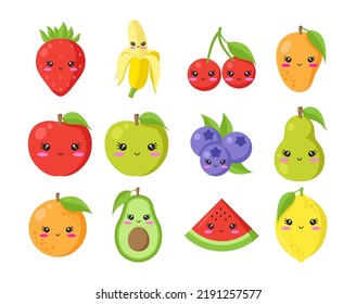 Cute And Funny Kawaii Fruit Clipart