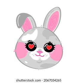 Cute funny kawaii little hare in love. Vector flat cartoon kawaii character illustration icon. Cartoon cute hare character icon concept