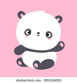 Cute funny kawaii little panda bear. Vector flat cartoon kawaii character illustration icon. Cartoon cute panda bear character icon concept
