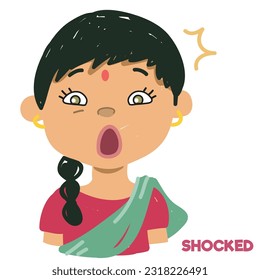 Cute funny kid feeling on white background. Set of children expressing feelings. Hand drawn vector illustration. Concept for kids fashion, textile print, children books, birthday invitations, greeting