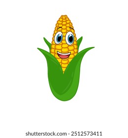 Cute funny kids baby adorable corn character.Vector hand drawn cartoon kawaii character illustration icon. Isolated on white background.Сorn hand drawing doodle adorable character,healthy food concept