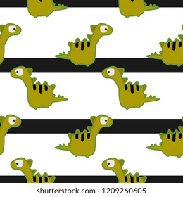 Cute funny kids dinosaur pattern. Colorful funny monster animal dino seamless drawing background for fashion and fabric textile print.