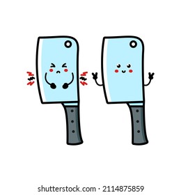 Cute funny kitchen chef knife character with question and idea. Vector flat line cartoon character illustration icon. Isolated on white background. Chef cooking knife cartoon character