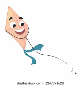 Cute and funny kite flying on holiday - vector.