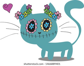 cute funny kitten decorated with flowers