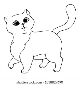 cute and funny kittens. The fluffy cat is resting or indulging. Hand drawn pet pet. cat doodles. vector illustration isolated on white background. antistress painting