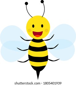 Cute funny laughing bee cartoon illustration
