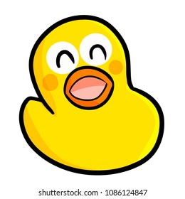Cute and funny laughing rubber duck - vector.