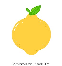 Carácter gracioso de limón. Caricatura dibujada a mano del vector icono de ilustración del personaje kawaii. Aislado sobre fondo blanco. Concepto de personaje de fruta limón