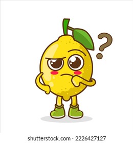 Cute funny Lemon fruit with question marks
