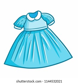Cute and funny light blue dress for little girl - vector