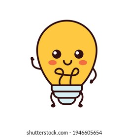 Cute funny light bulb, lamp character. Vector flat line cartoon kawaii character illustration icon.