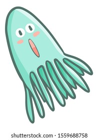 Cute and funny light green absurd jellyfish