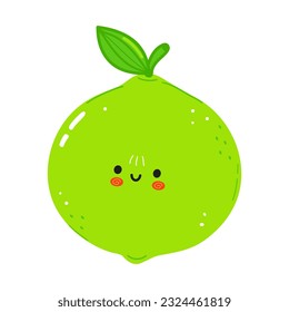 Cute funny lime character. Vector hand drawn cartoon kawaii character illustration icon. Isolated on white background. Lime fruit character concept