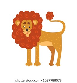Cute funny lion cartoon character vector Illustration on a white background