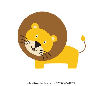 Cute and funny lion running and smiling - vector.