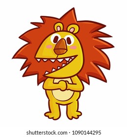 Cute and funny lion standing and laughing - vector.