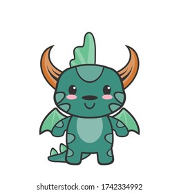 Cute and Funny Little Baby Dragon Illustration. t-shirts, bags design, cute characters for children