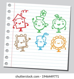Cute funny little doodles. They are very happy.