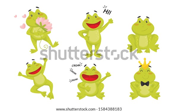 Cute Funny Little Frog Cartoon Character Stock Vector (Royalty Free ...