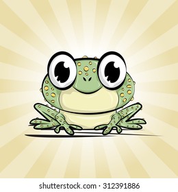 Cute and funny little frog. Icon. Character