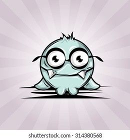 Cute and funny little monster. Icon. Character design. card. postcard