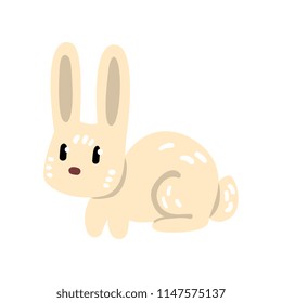 Cute funny little rabbit cartoon character vector Illustration on a white background