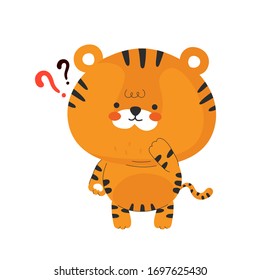 Pequeño tigre gracioso. Icono de ilustración de personaje de dibujos animados.Aislado sobre fondo blanco