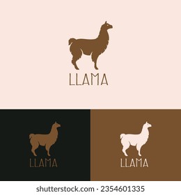 Cute and funny Llama logo or icon, vector illustration