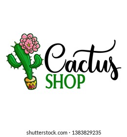 Cute and funny logo for cactus flower store or company