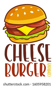 Cute and funny logo for cheese burger store or company