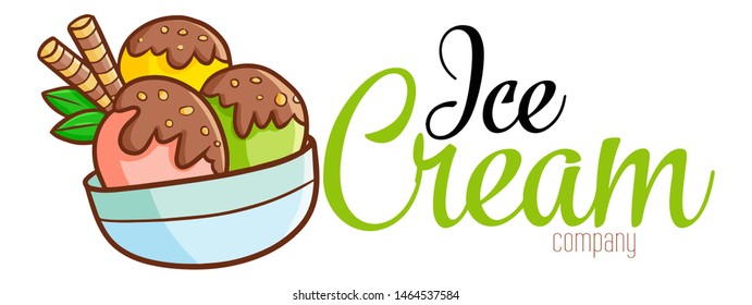 Cute and funny logo for great ice cream store or company