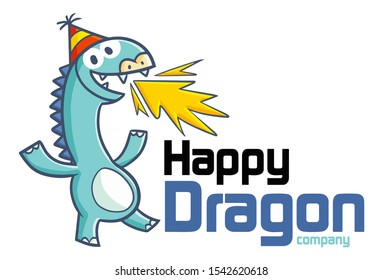 Cute and funny logo for Happy Dragon store or company