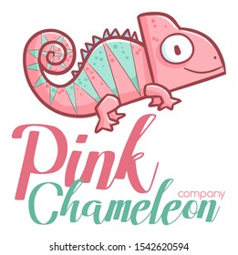 Cute and funny logo for Pink Chameleon store or company