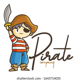 Un logo divertido y cordial para una tienda de chicos piratas o una empresa