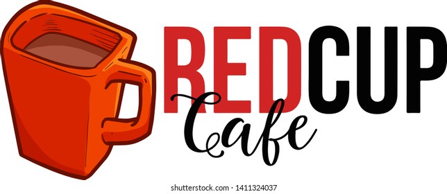 Cute and funny logo for red cup cafe or company