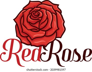 Logotipo lindo y divertido para la tienda o compañía de rosas rojas