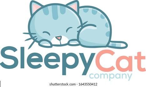 Cute and funny logo for sleepy cat store or company