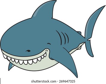 Cute funny looking Great white shark illustration.isolated on white background